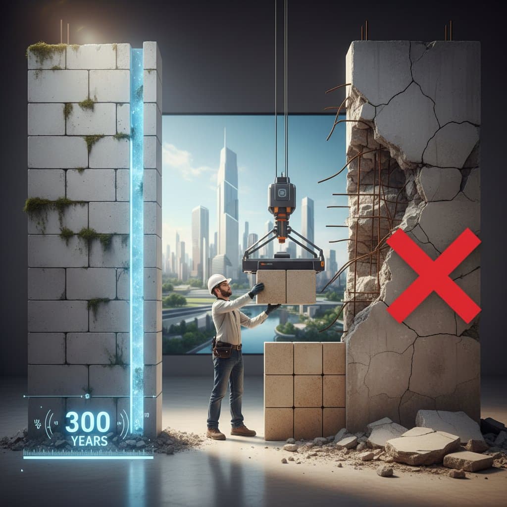 Featured image for Why Geopolymer Blocks Outlast Concrete by 300 Years