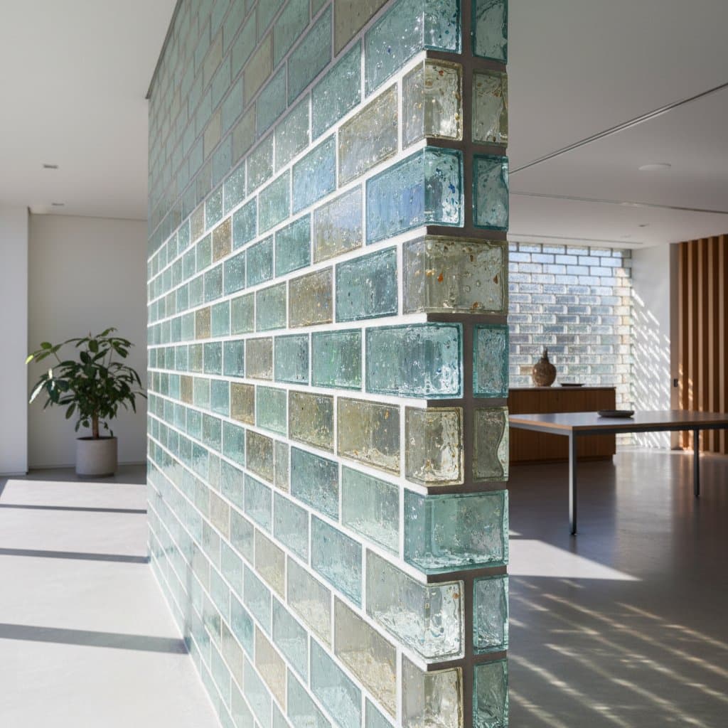 Featured image for Recycled Glass Bricks: 50 Pounds Less Waste Per Wall