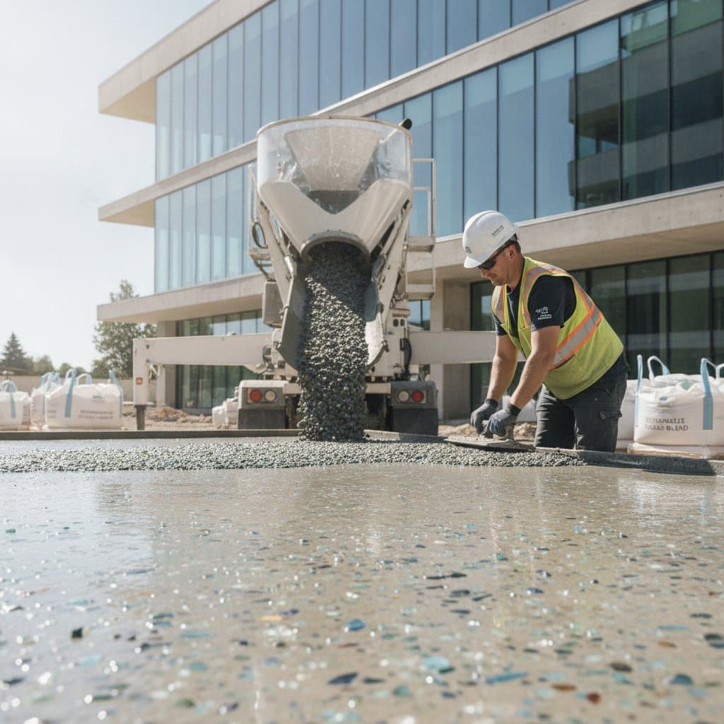Crushed Glass Replaces 40% of Concrete Aggregate